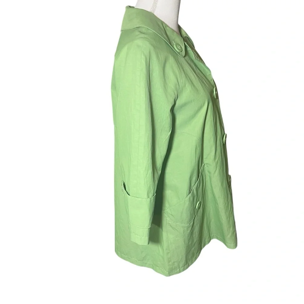 Anthropologie Tulle Pistachio Green A-Line Short Trench Coat ‎ Size Large